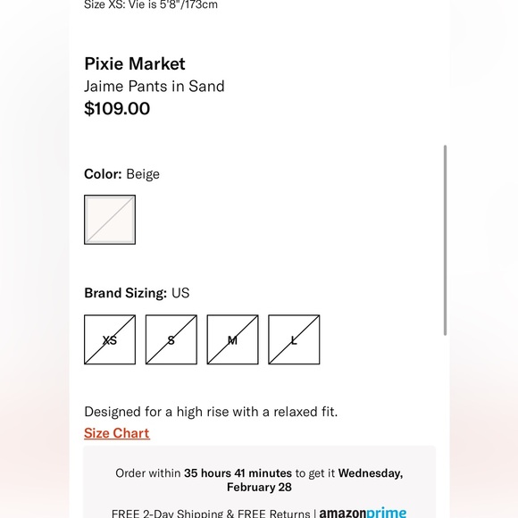 Pixie Market Jaimie pleated pants in color called SAND. - Picture 7 of 16